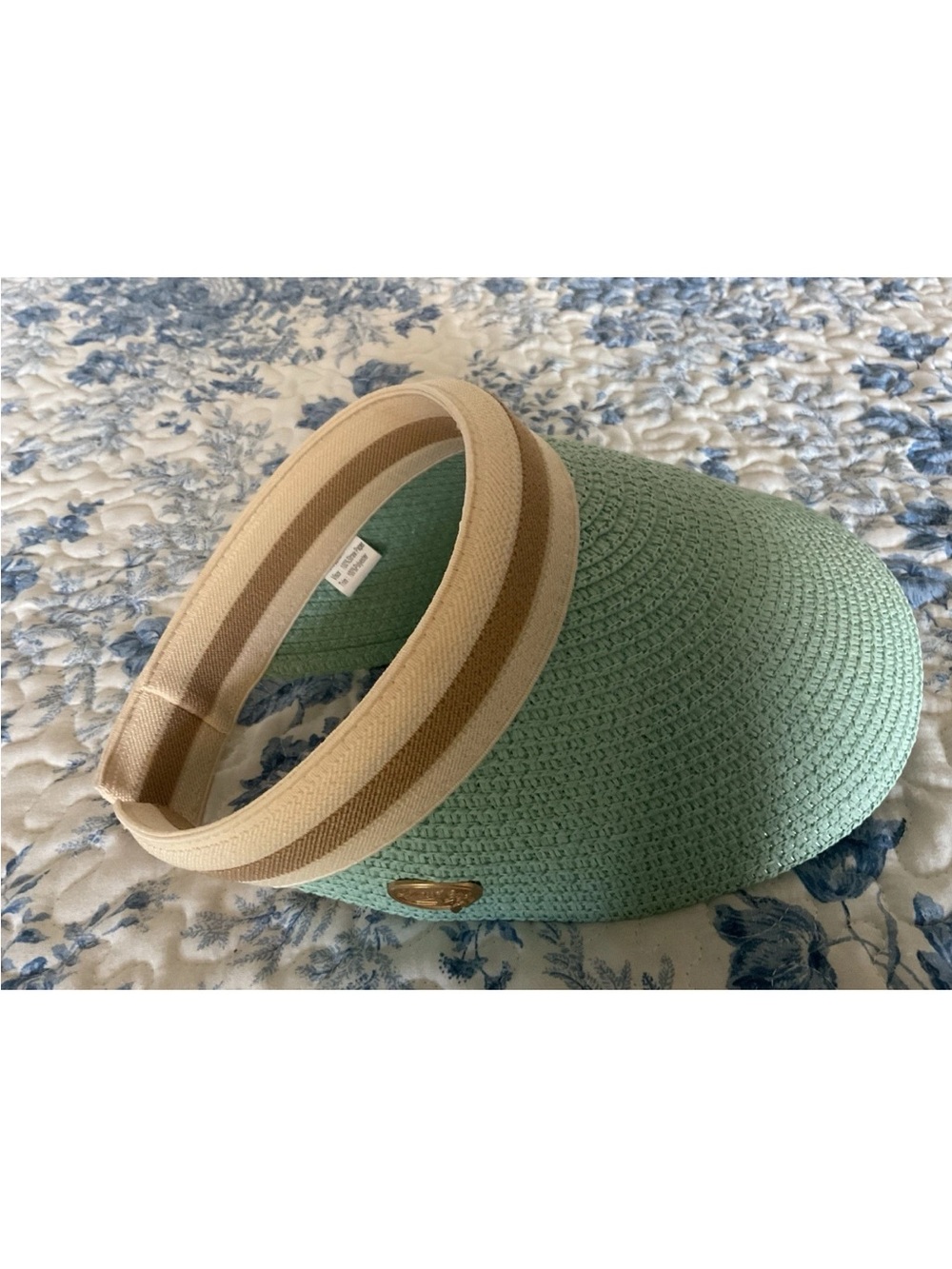 Island Girl (Kauai) Straw Visor Hat in Mint with Beige Band
